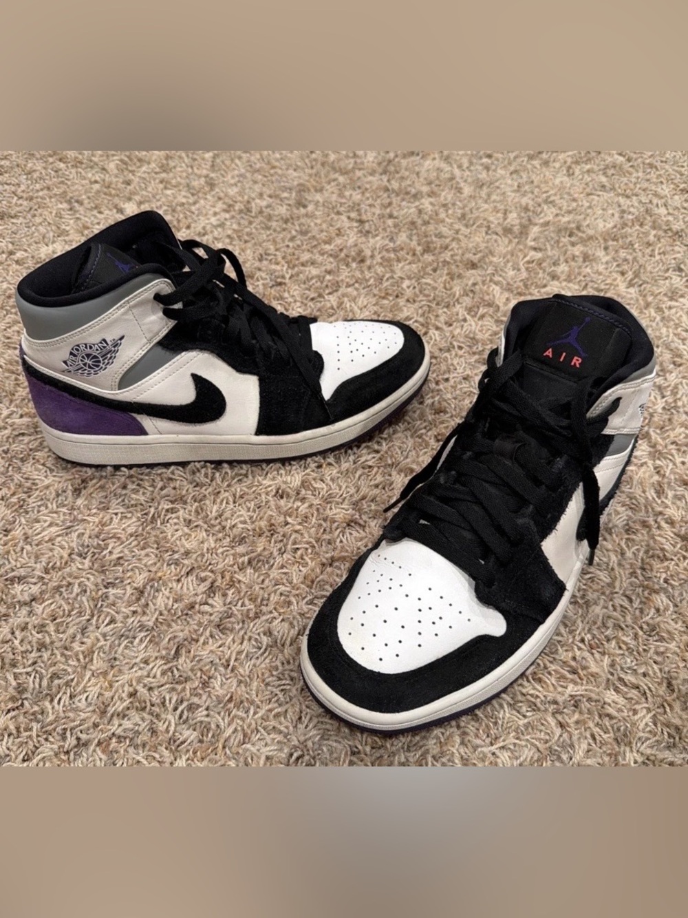 Air Jordan 1 SE Mid Nike Varsity Purple White Black 852542-105 Shoes Men’s 9.5